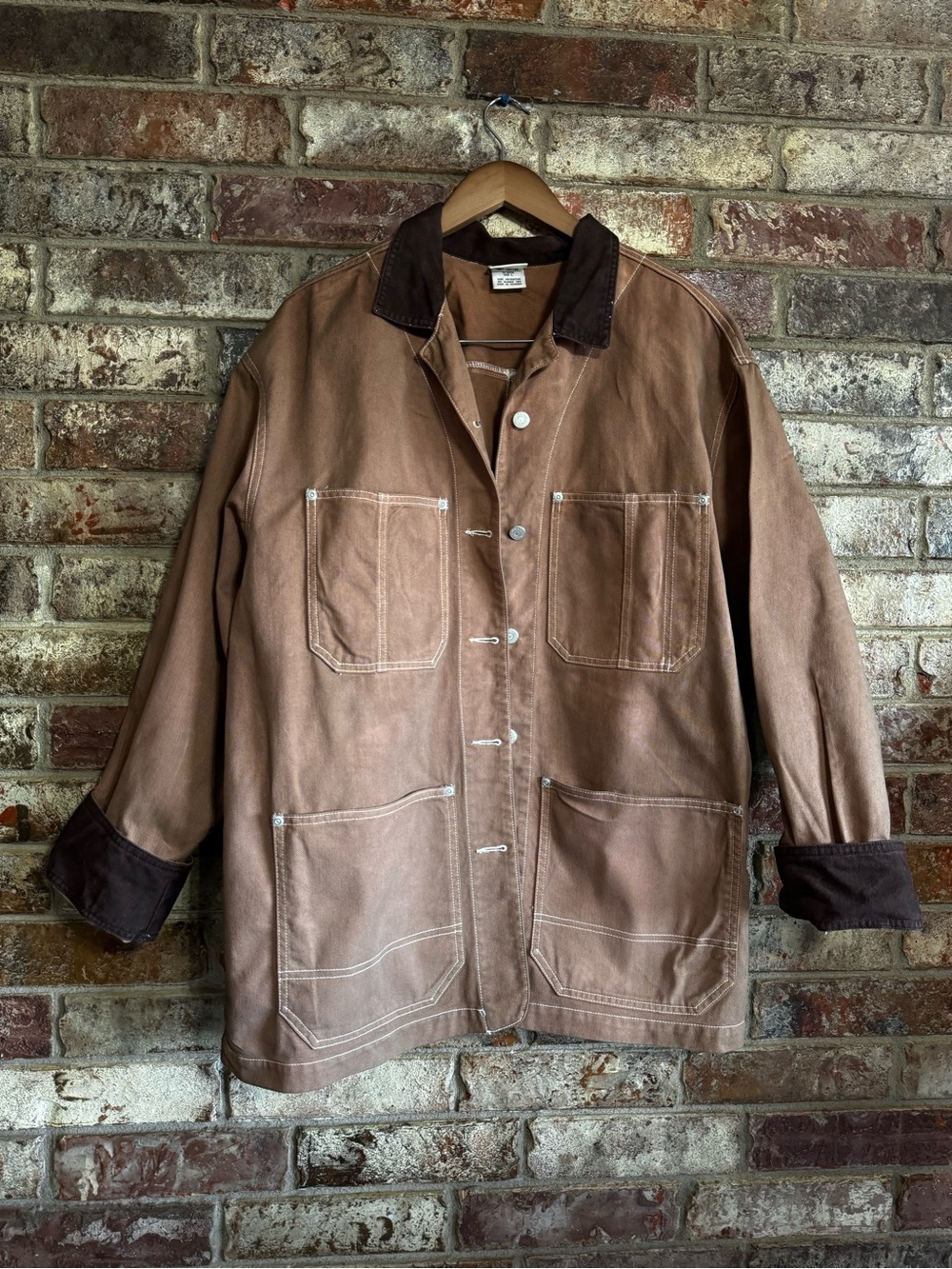 Vintage Skoozi 100% cotton Canvas chore coat with Dark Contrast Collar